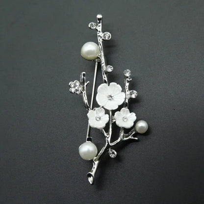 Natural Plum Blossom Brooches Pins For Women Vintage Freshwater Pearl Brooch Bouquet For Wedding Party
