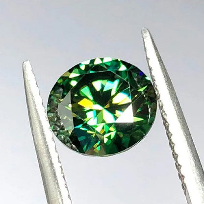 6.5Mm 8Mm 9Mm 10Mm Cheapest Green Color with Yellow Light round Brilliant Cut Moissanites Loose Stone