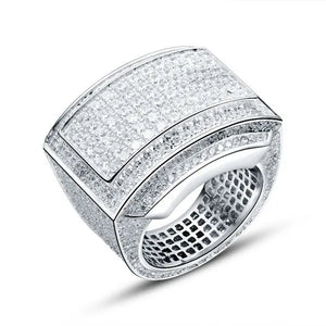 Business Men's Fashion Ring Luxury Domineering White Zircon Ring Wedding Engagement Ring Party Jewelry Size 6-13