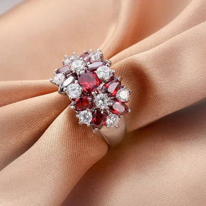 Fashion women 925 sterling  silver sapphire & white topaz gemstones Rings Size 6 7 8 9 10