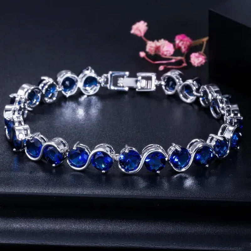 CANDICE White Gold Plated Natural Purple Crystal Bracelets Bangles For Femme Romantic Gift 18CM