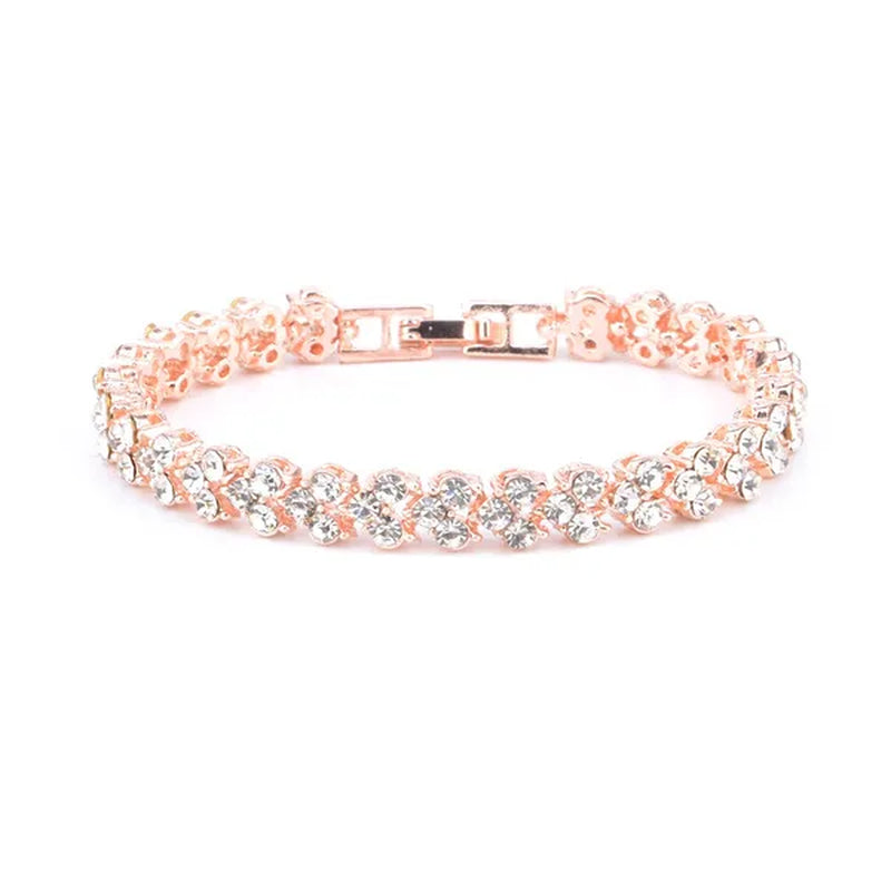 Hip Hop Bling Iced Out Cubic Zirconia Charm Bracelet  Gold Silver Tennis Chain Bracelets Women 3 Row Link Chain Jewelry