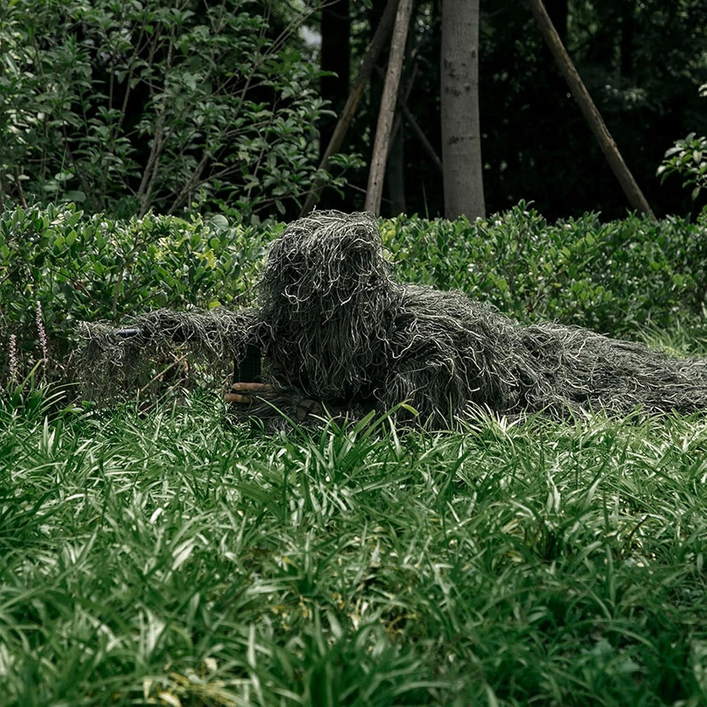 5 in 1 Ghillie Suit, 3D Camouflage Hunting Apparel W/Jacket, Pants, Hood, Carry Bag for Adults/Youth, S/M/L/XL/XXL