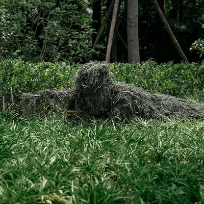 5 in 1 Ghillie Suit, 3D Camouflage Hunting Apparel W/Jacket, Pants, Hood, Carry Bag for Adults/Youth, S/M/L/XL/XXL