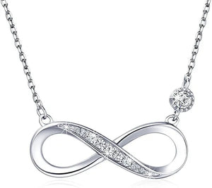 925 Sterling Silver Necklace –“Forever Love” Infinity Heart Love Pendant White Gold Plated Diamond Women Necklace Gift for for Women Girls Valentine'S Day Mother'S Day