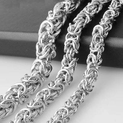 6/8/11mm Men Chain Silver Byzantine Stainless Steel Curb Chain Cuban Necklace 16"-40" Bracelet 7"-11"