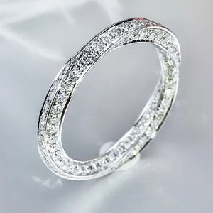 Fashion Stacking Jewelry for Women Rings Exquisite 925 Sterling Silver Ring White Sapphire Diamond Wedding Band Elegant Bride Proposal Engagement Party Accessories Anniversary Gift