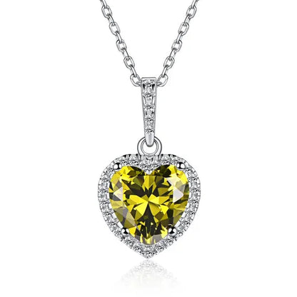 Women'S Birthstone Necklace Ruby/Sapphire/ Amethyst Jewelry 925 Sterling Silver Chain Love Heart Pendant Crystal 12 Month Birth Stones Pendant for Women Girls, 誕生石,Pierre De Naissance,Valentines Gift