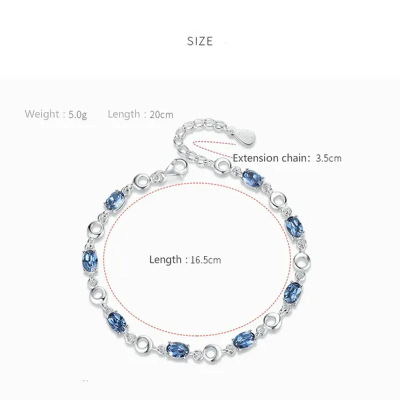 Sapphire Plated S925 Sterling Silver Bracelet Crystal Birthday Present
