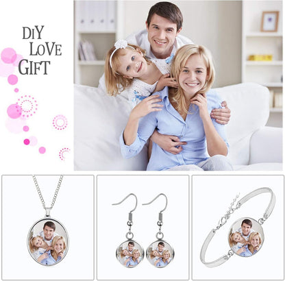 40Pcs Pendant Trays Set, Including 5Pcs Pendant Trays Necklace, 5Pcs Bracelet Bezel Settings, 10Pcs Glass Cabochons Earrings, 20Pcs Glass Dome Cabochon for DIY Jewelry Making