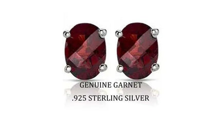 2.00 CTTW .925 Sterling Silver Genuine Garnet Sapphire Stud Earings