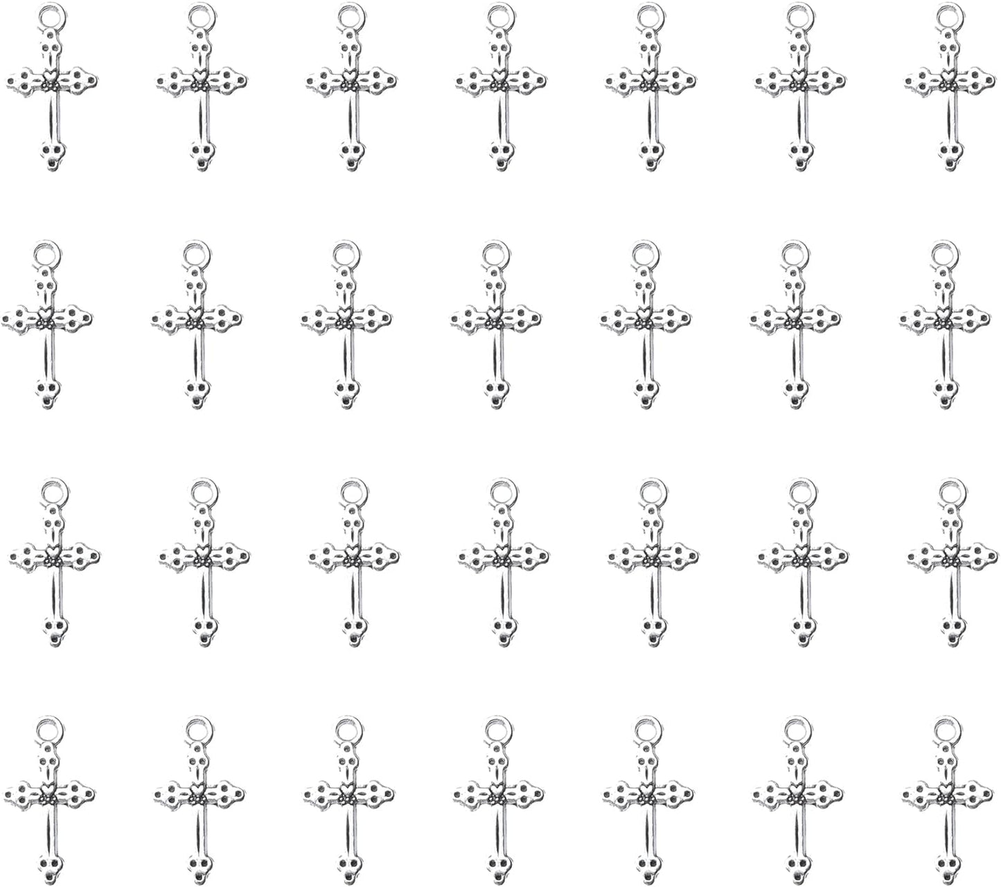 50 Pcs Vintage Crucifix Pendants Beading Charms with Hole Metal Religious Antique Silver Gold Bulk Cross for Jewelry Making Kit DIY Bracelet Necklace Earring Keychain Accessories Supplies