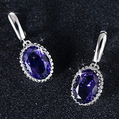 Luxury Earrings Attractive Silver Huge Purple Amethyst  Engagement Wedding Earrings