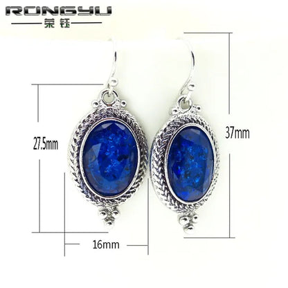 925 Sterling Silver Natural Gemstone Sapphire  Drop Earrings Wedding Engagement Earrings Jewelry Gift for Women