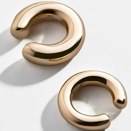 Fashionable and Simple Metal Gold Female Cartilage Clip Ear Round Ear Cuff Beautiful Girl Jewelry Earrings