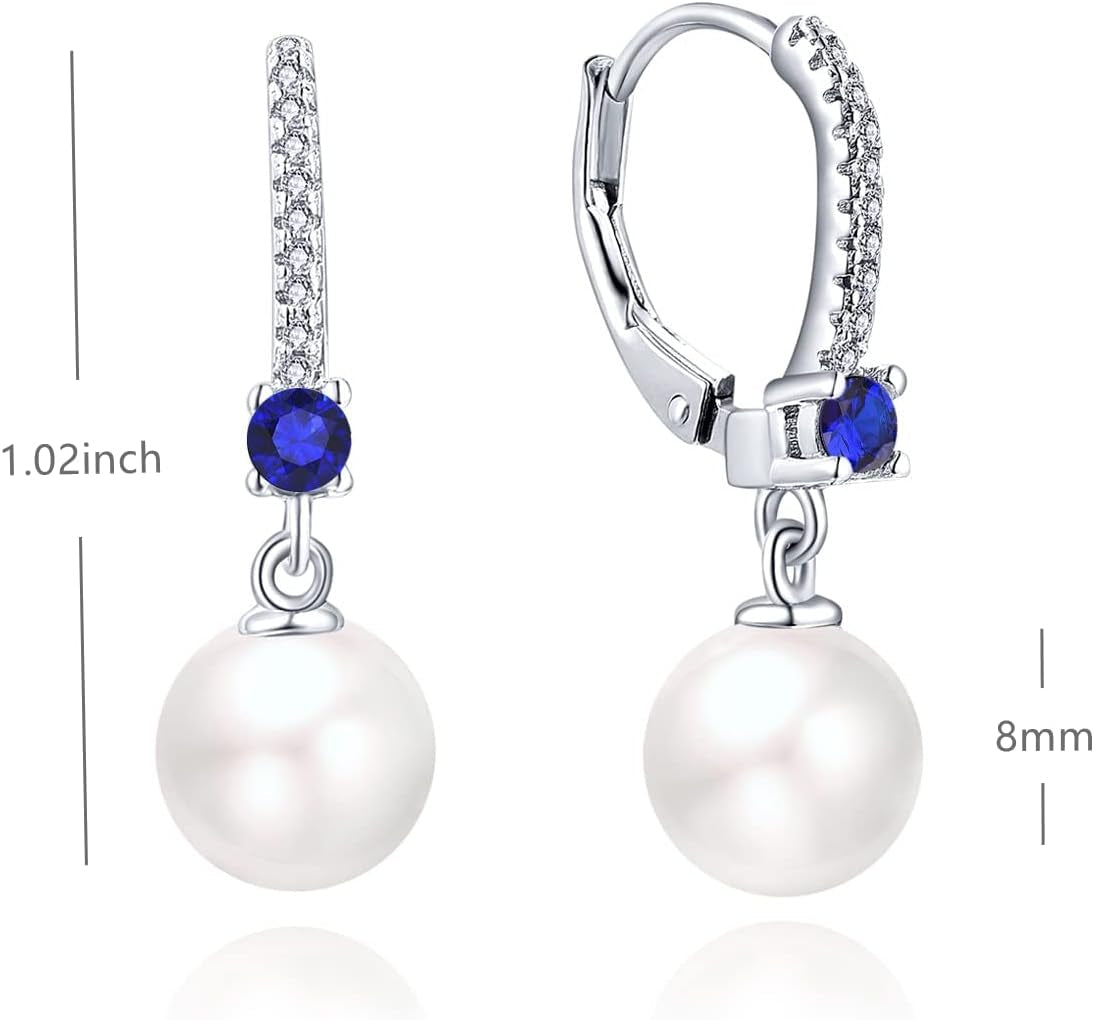 925 Sterling Silver Freshwater Pearl Hoop Earrings with Dangle Real Pearl,Simulated Pearls