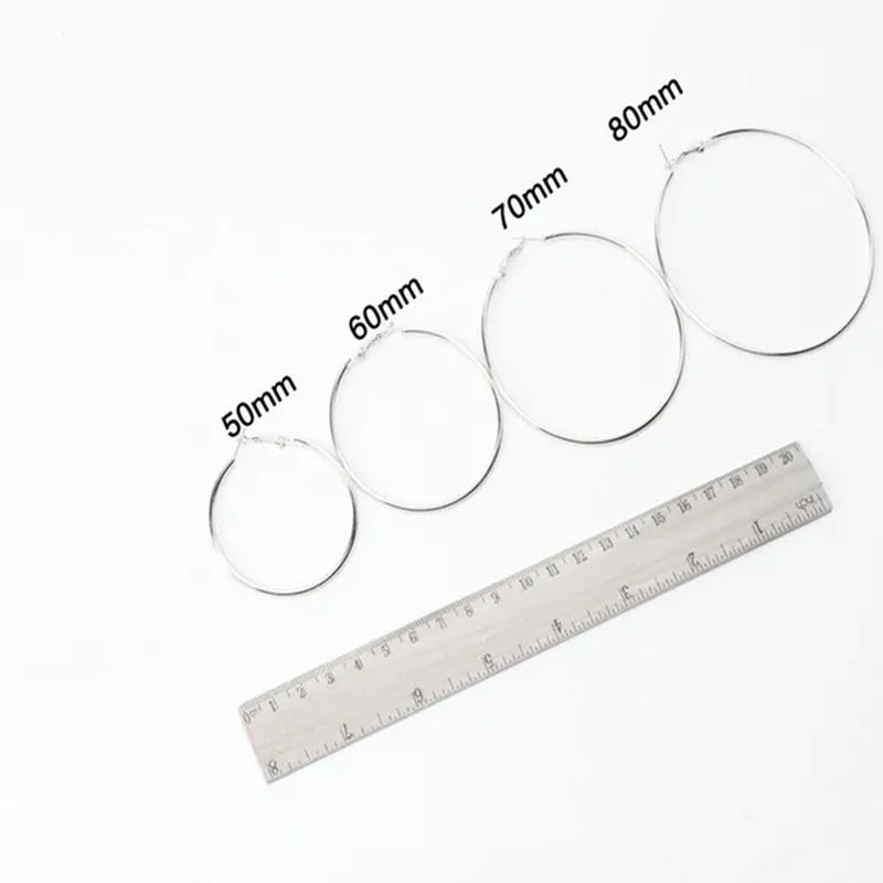 Exaggerate Big Smooth Circle Hoop Earrings, 925 Sterling Silver Round Loop Earrings for Women Wedding Engagement Party Fashion Jewelry