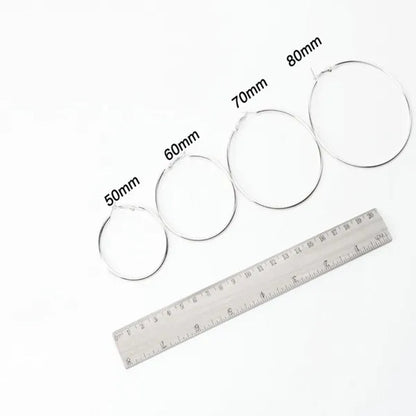 Exaggerate Big Smooth Circle Hoop Earrings, 925 Sterling Silver Round Loop Earrings for Women Wedding Engagement Party Fashion Jewelry
