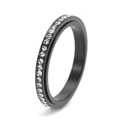 3mm Wide Titanium Steel Exquisite Thin Spinner Ring Inlay Single Row Rhinestones for Women Men Luxury Fashion Fine Stackable CZ Rings Engagement & Wedding Band Silver / Black / Gold / Multicolor / Rose Gold US Size 5-12
