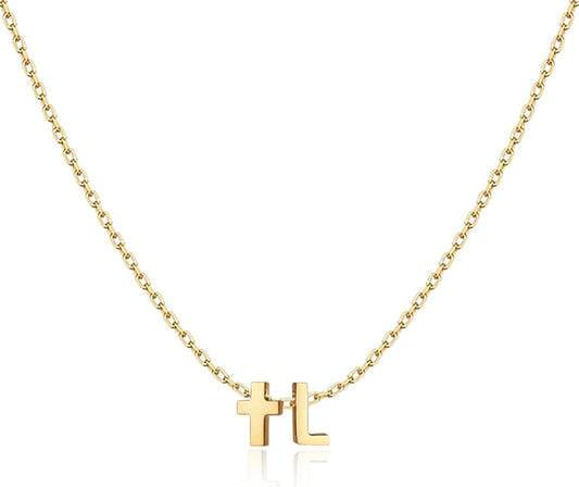 Heart/Butterfly/Cross Initial Heart Necklace,Gold Tone Stainless Steel Letter Necklace Personalized Monogram Name Jewelry Birthday Gifts for Women