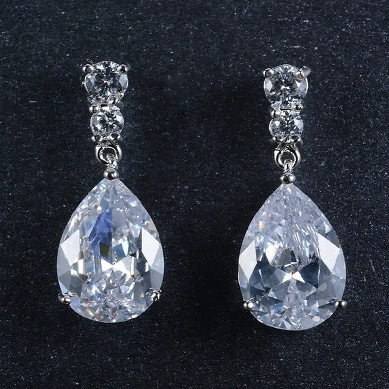 Women's Teardrop Clear CZ Drop/Dangle Natural Gemstone Morganite Stud Drop Dangle Earrings 925 Sterling Silver Wedding Jewelry/Aquamarine/Topaz/Amethyst/RubyEmerald/Sapphire/Black&White Pink Gemstone