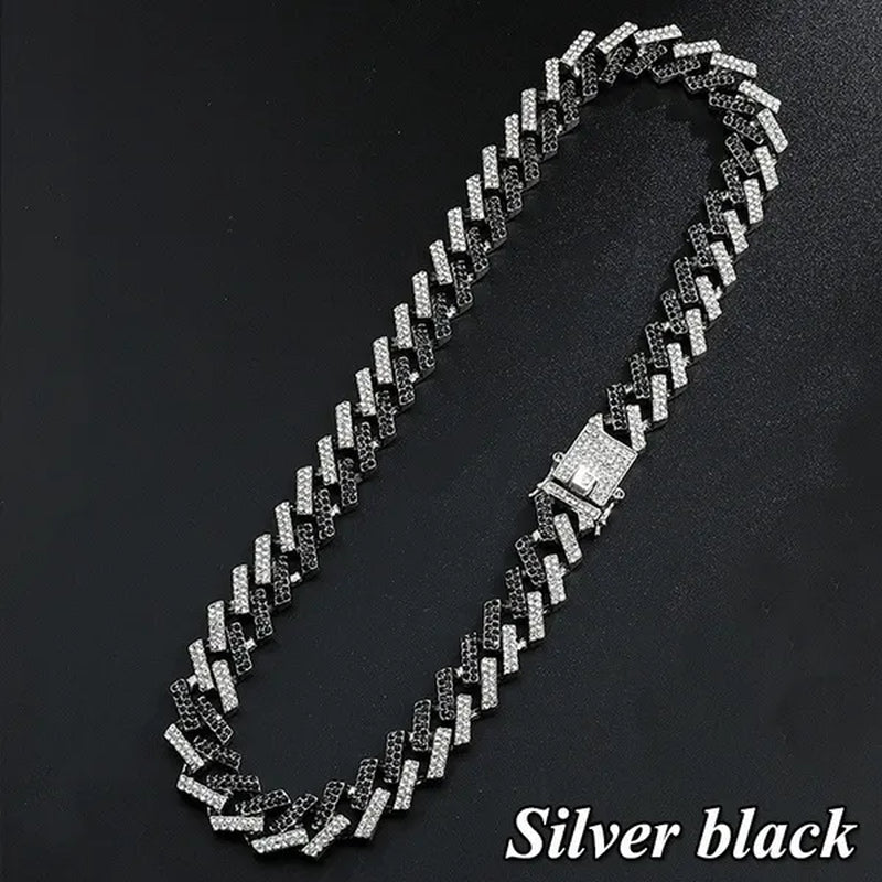 Iced Out Cuban Link Chain Necklace Chain Hip Hop Jewelry Choker Gold Silver Chain for Men Rapper Necklaces Bracelet 8-30 Inch