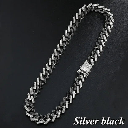 Iced Out Cuban Link Chain Necklace Chain Hip Hop Jewelry Choker Gold Silver Chain for Men Rapper Necklaces Bracelet 8-30 Inch