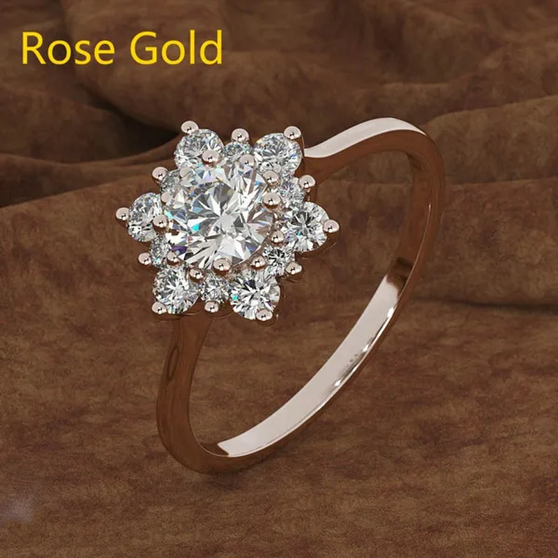Women's Fashion Engagement . 925 Sterling Silver Natural Gemstone Full Diamond AAA CZ Snowflakes Flower Antique Ring Snowflakes Wedding Jewelry Gifts Size 6 7 8 9 10
