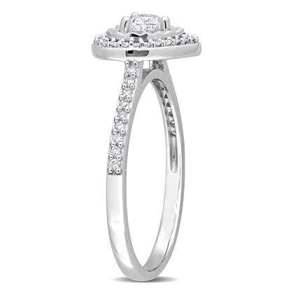 Women'S 1/3 Carat T.W. Heart-Cut Diamond 14Kt White Gold Halo Engagement Ring