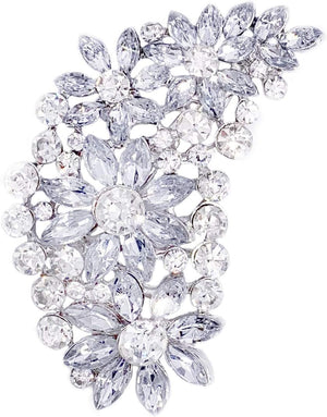 Vintage Austrian Crystal Flower Leaf Bouquet Clusters Large Big Brooch Pin for Women Gold Tone