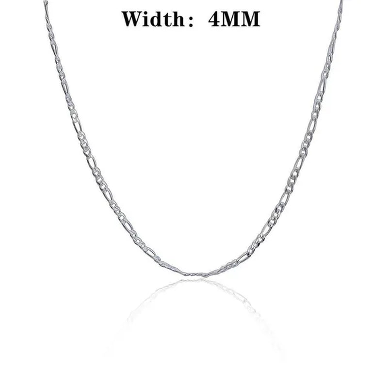 2pcs/Set(Bracelet+Necklace) 925 Sterling Silver Charms Men Women Figaro Curb Lobster Clasps Link Chain Bracelet and Necklace Fashion Exquisite Jewelry Gifts