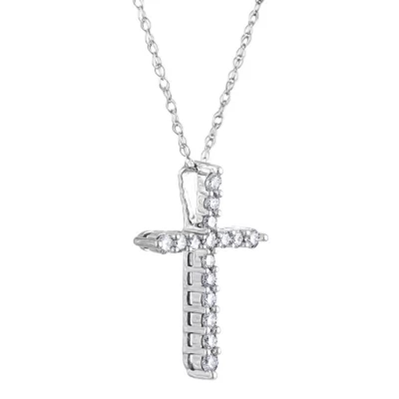 0.20 CT. T.W. Diamond Cross Pendant in 14K Gold H-I, I1