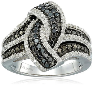 Exquisite Women's  Ring Black & White Sapphire Jewelry Birthday Proposal Gift Bridal Engagement Party Band Rings Size 5 - 11