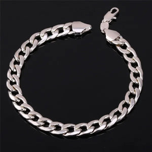 Men Cuban Link Bracelet 18K Stamp Platinum/Rose Gold/Yellow Gold Plated Curb Chain Bracelets