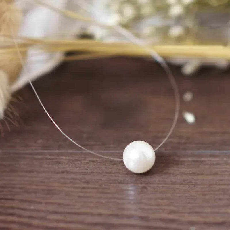 New Fashion Elegant Transparent Invisible Fishing Line Pearl Pendant Necklace
