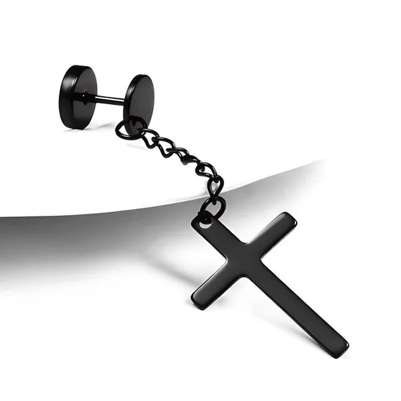 Fashion Barbell Earrings Stainless Cross Earrings Stainless Steel Cross Earrings Men