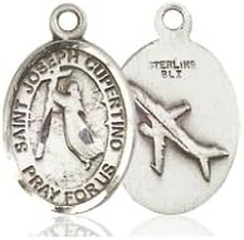St. Joseph of Cupertino Hand-Crafted Oval Medal Pendant in Sterling Silver