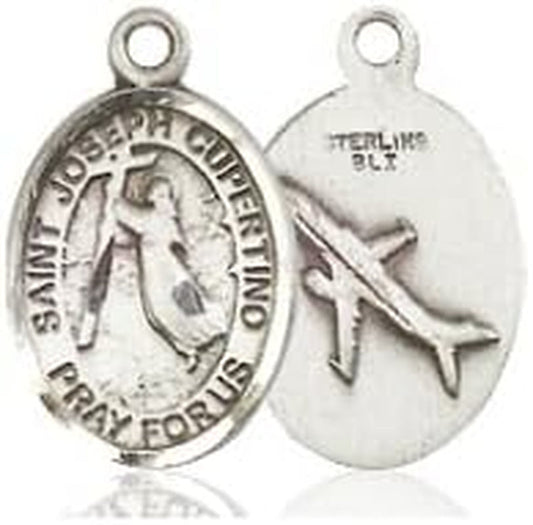 St. Joseph of Cupertino Hand-Crafted Oval Medal Pendant in Sterling Silver