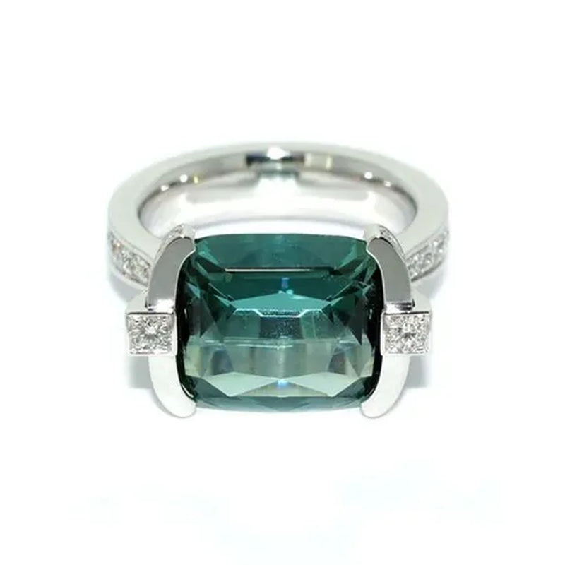 Exquisite Women'S 925 Sterling Silver Tsavorite Ring Princess Bride Wedding Engagement Band Jewelry Rings Size 5-11