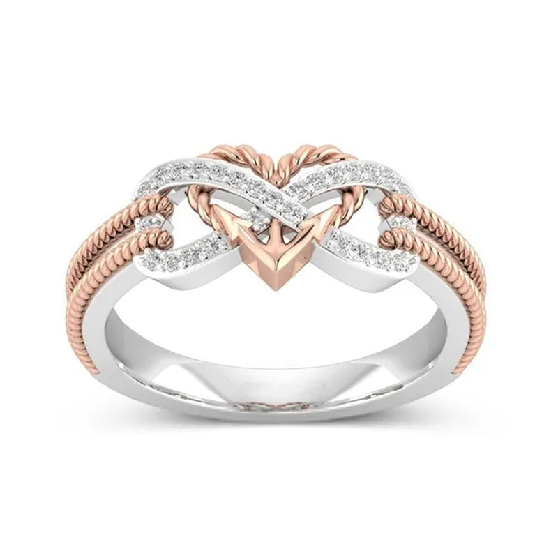 Exquisite 925 Sterling Silver Rings Infinite Love Motif Two-tone Anchor Heart Promise Anniversary Engagement Wedding Jewelry Ring Gift For Women Size 6 - 10