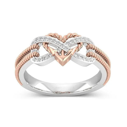 Exquisite 925 Sterling Silver Rings Infinite Love Motif Two-tone Anchor Heart Promise Anniversary Engagement Wedding Jewelry Ring Gift For Women Size 6 - 10