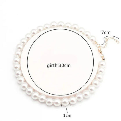 Vintage Pearl Necklace Women's Fashion Summer White Pearl Necklace Elegant Wedding Jewelry Personality Simple Fashion Clavicle Chain