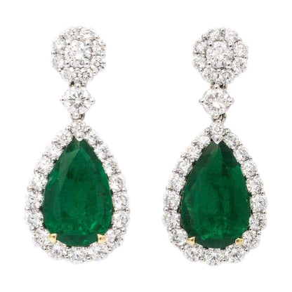 Emerald and Diamond Drop Earrings