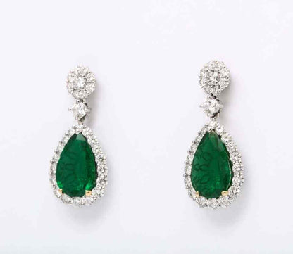Emerald and Diamond Drop Earrings