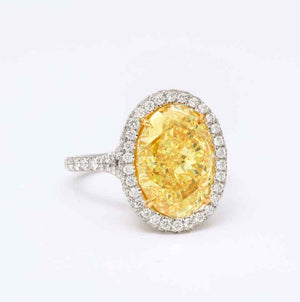 GIA Certified 5 Carat Oval Fancy Yellow Diamond Ring