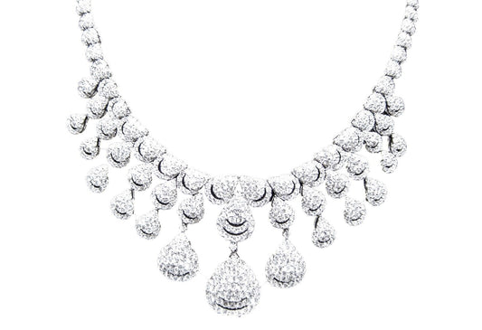 DIAMOND ROUND BRILLIANT SHAPE SET NECKLACE DANGLE DROP STYLE DIAMOND NECKLACE