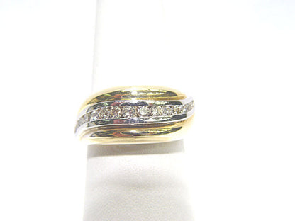 ROUND BRILLIANT CUT .47 CT 15 STONE CHANNEL SET TWO-TONE GOLD