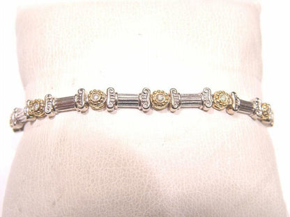 10 STONE .39 CT DIAMOND LINK BRACELET TWO TONE GOLD GOLD BRACELET DIAMOND LINK