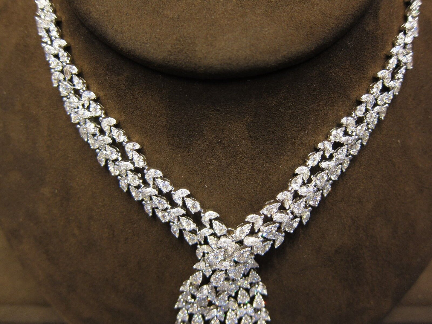 DIAMOND PEAR MARQUISE SHAPE NECKLACE 20 INCH LENGTH INCLUDING DROP 16 INCH NECK