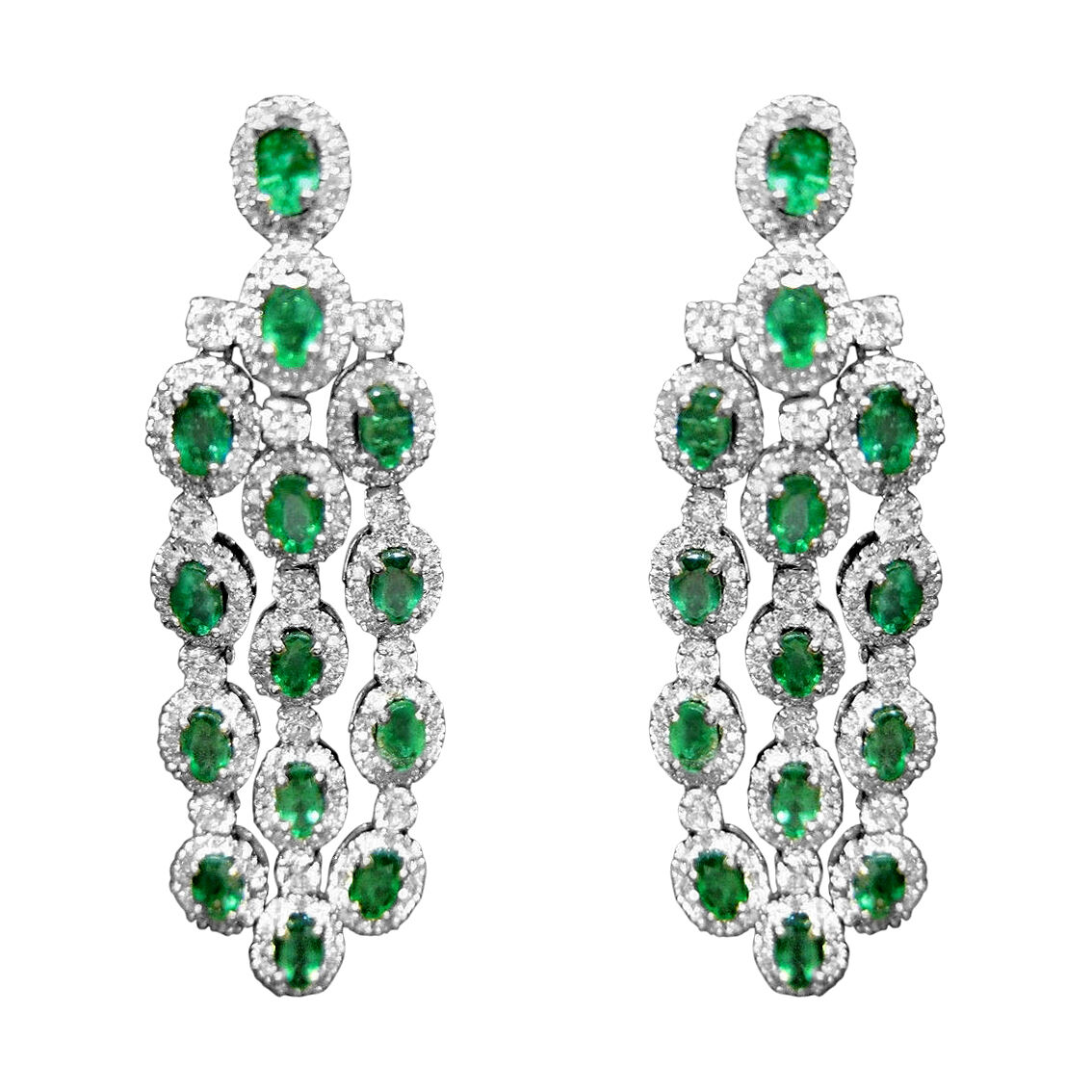 EMERALD OVAL SHAPE DIAMOND ROUND BRILLIANT SHAPE DANGLE